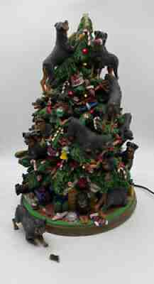 Very Rare Danbury Mint ROTTWEILER Dog 13.5" Lighted Christmas Tree Please Read
