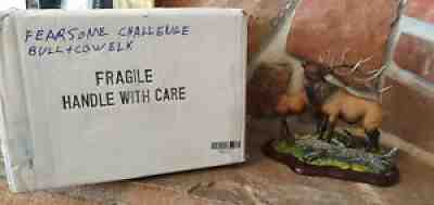 Danbury Mint "Fearsome Challenge" Figurine Bull and Cow Elk