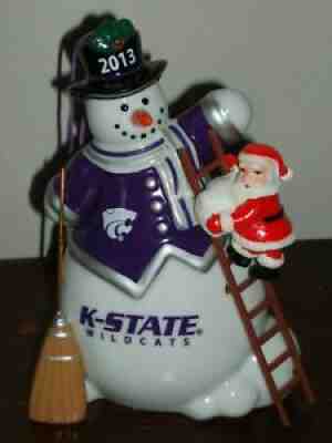 DANBURY MINT 2013 KANSAS K-STATE WILDCATS GAMEDAY SNOWMAN ORNAMENT NIB
