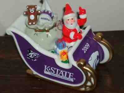 DANBURY MINT 2009 KANSAS K-STATE UNIVERSITY CHRISTMAS SLEIGH ORNAMENT NIB