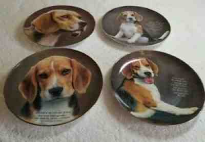 Cherished Beagles limited-edition Plates Set of 4 Danbury Mint plate set #G3970