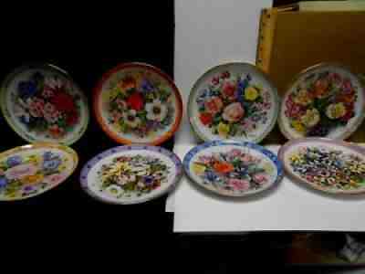 Set of Eight Danbury Mint Bouquets the World FLOWERS Doug Hague Collector Plate