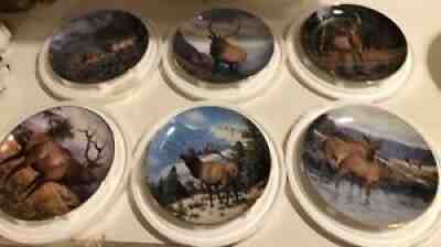 6 ELK Plates High Country Pride Danbury Mint in Styrofoam Packing