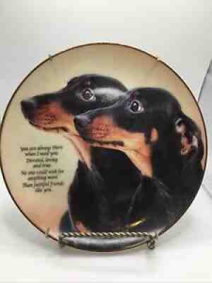 Cherished Dachshunds FAITHFUL FRIENDS Collector Plate Danbury Mint Dog Puppies