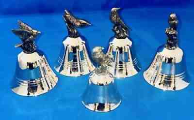 BEAUTIFUL Danbury Mint The Songbird Pewter Bells Set of 4 Silver Plated n MORE 
