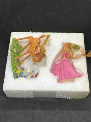Danbury Mint Disney Lot Of 2 Christmas Ornaments~ Sleeping Beauty And Bambi