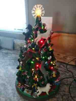 Danbury Mint Poodle Christmas Tree Retired Dogs Lighted Figurine