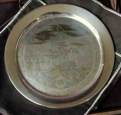 "The Boston Tea Party"-1773 Bicentennial Plate*The Danbury Mint*STERLING SILVER
