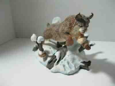 WINTER CHASE DANBURY MINT NICK BIBBY STATUE FIGURINE TIGER LYNX BOBCAT
