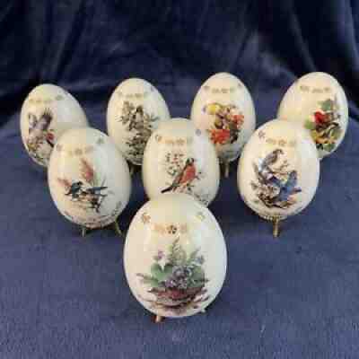 Set Of 8 Danbury Mint Roger Tory Peterson Songbird Egg Collection With Stands