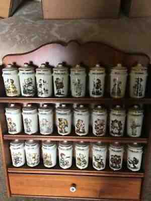 DANBURY MINT HUMMEL 1987 ARS AG Cham, Switzerland 24 Spice Jars & Rack 24k trim