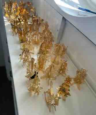 36 Danbury Mint 23K gold-plated Christmas ornaments, 1970s/1980s, with boxes