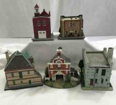 Lot (5) Danbury Mint Wysocki Fire House Engines Chicago Charlotte Union Albany