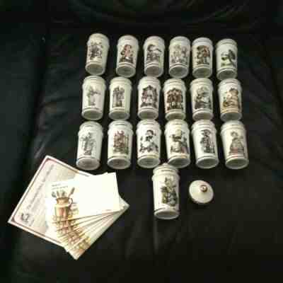 Danbury Mint MJ Hummel 1987 Porcelain 19 Spice Jars w/ xtr Lid+Recipes Card Set