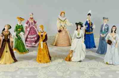 Danbury Mint 1983 Collectible Fine Porcelain Miniature Ladies-Set of 9