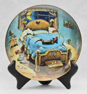 Patterson Dachshund - Bed Hog - The Danbury Mint Plate by Gary Patterson