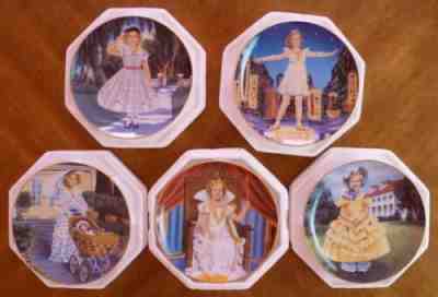 Lot of 5 Danbury Mint Shirley Temple Gold Rimmed Collector Plates in cases