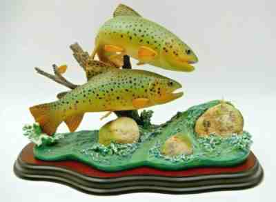 DANBURY MINT "MATCHING THE HATCH" GEORGE KRUTH TROUT FISH SCULPTURE FIGURINE