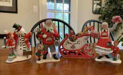 Danbury Mint Ohio State Christmas Sleigh, Golfing Santa, Mrs Clause and Snowman