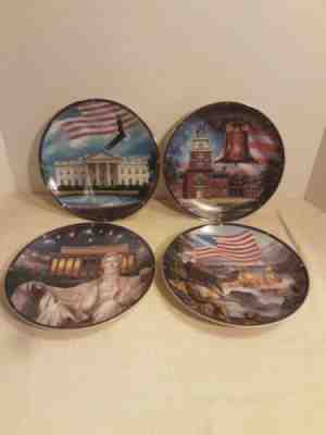 Set Of 4 Vtg Danbury Mint Spirit Of America Plates