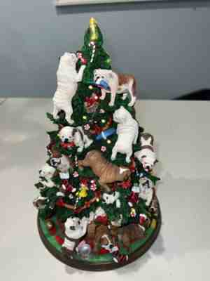 Retired Danbury Mint English Bulldog Lighted Christmas Tree Rare