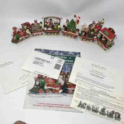 Danbury Mint Sheltie Christmas Holiday Express Train Shetland Sheep Dog