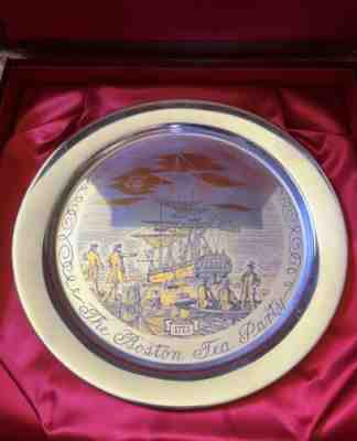 The Danbury Mint Sterling Silver The Boston Tea Party - 1773 Bicentennial Plate