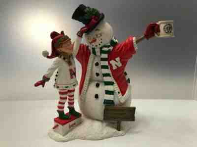 Danbury Mint Porcelain NEBRASKA Cornhuskers SNOWMAN Christmas Decor