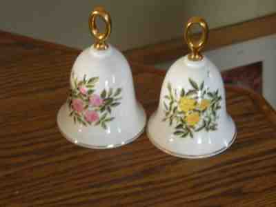 Danbury Mint American Rose Collection "Bo Peep Rose" and "Baby Gold Star" Bells