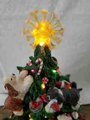 RARE Danbury Mint Lighted Cocker Spaniel Family Christmas Tree Retired