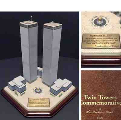 TWIN TOWERS DANBURY MINT COMMEMORATIVE SCULPTURE 9/11 NYC September 11 2001 USA