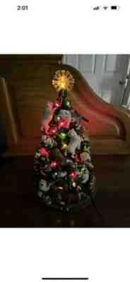 Retired Danbury Mint English Bulldog Lighted Christmas Tree Rare New Used Ounce