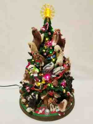 Danbury Mint Shih Tzu Dog Lighted Christmas Tree Figurine With Star Topper