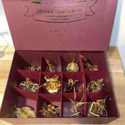 The DISNEY Christmas Gold Ornament Collection Complete 12 Piece Danbury Mint Set