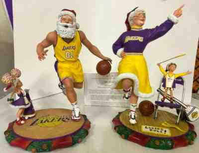DANBURY MINT NBA Los Angeles Lakers SANTA Kringle & Mrs. CLAUS Cheer Figurines
