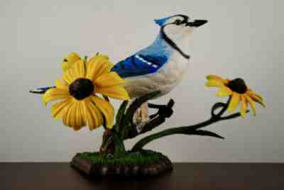 Danbury Mint Bird Sculpture - "Buckeye Glory" Ohio Blue Jay by Bob Guge - MIB