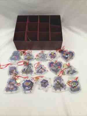 DANBURY MINT CRYSTAL SONGBIRDS COLLECTION CHRISTMAS ORNAMENTS LOT OF 15 With Box