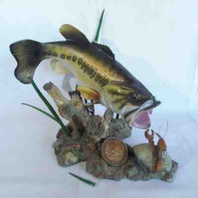 The Danbury Mint SUDDEN STRIKE Sculpture & Coin Large Mouth Bass Crawdad Fishing
