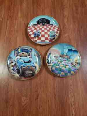 Gary Patterson 3 plates Dachshund bed hog sunshine kisses Mint limited edition