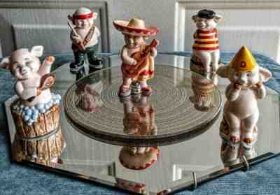 Vintage (5) DanBury Mint  ??PIGGIES ? Collectible SERIES NAMCeramic Pig Figure