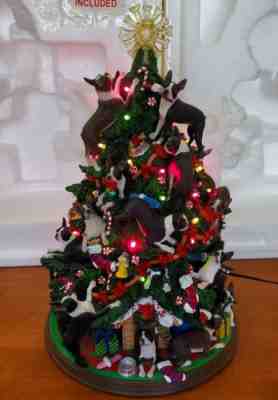 Danbury Mint Boston Terrier Christmas Tree Lighted Figurine Star & Box Included