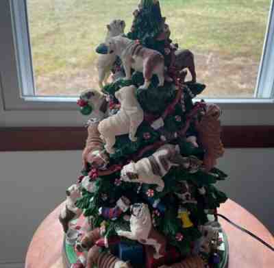 Retired Danbury Mint English Bulldog Lighted Christmas Tree Rare