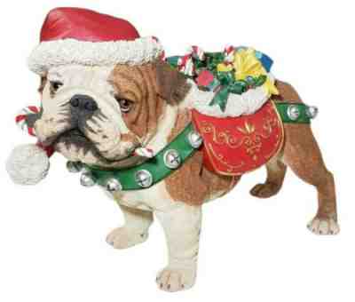 DANBURY MINT Retired 2006 English Bulldog Christmas Holiday Lifelike Statue
