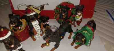 Danbury Mint ~ Merry Rottweilers Christmas Ornament ~ Lot of 9