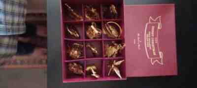 The DISNEY/DANBURY MINT Gold Christmas Ornament Collection - 13 Ornaments + Box