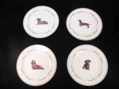 Lot of 4 Danbury Mint Dogs 8" Dessert Plates Dachshund Schnauzer Cocker Spaniel