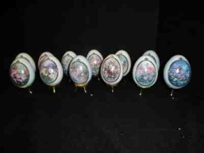 Lot of All 12 Danbury Mint Butterfly Garden Porcelain Egg Collection-Lena Liu