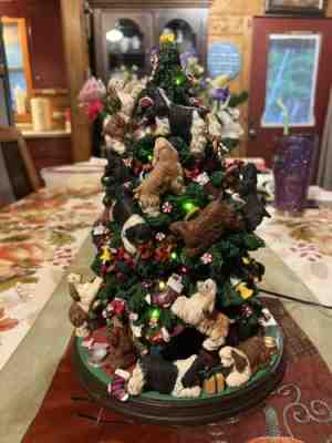 RARE Danbury Mint Lighted Cocker Spaniel Family Christmas Tree Retired