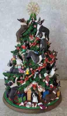 Danbury Mint Boston Terrier Dog Christmas Tree Lighted Figurine + Star FREEUSHIP