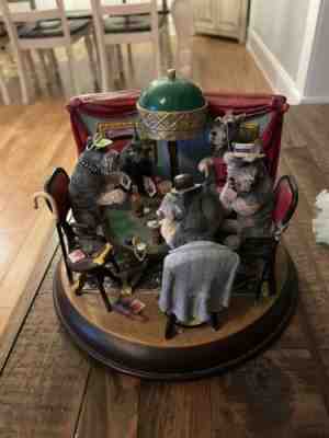 Danbury Mint Miniature Schnauzers Playing Poker *RARE*